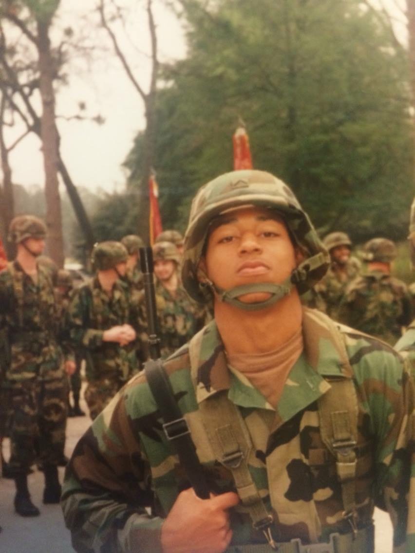 Cedric King in formation as a young soldier